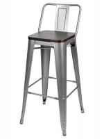 Стул барный "Толикс WOOD со спинкой серебристый матовый" - фото Стул барный "Толикс WOOD со спинкой серебристый матовый"